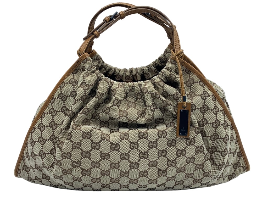 GUCCI DRAWSTRING HOBO MONOGRAMMED SHOULDER BAG (1 of 5)