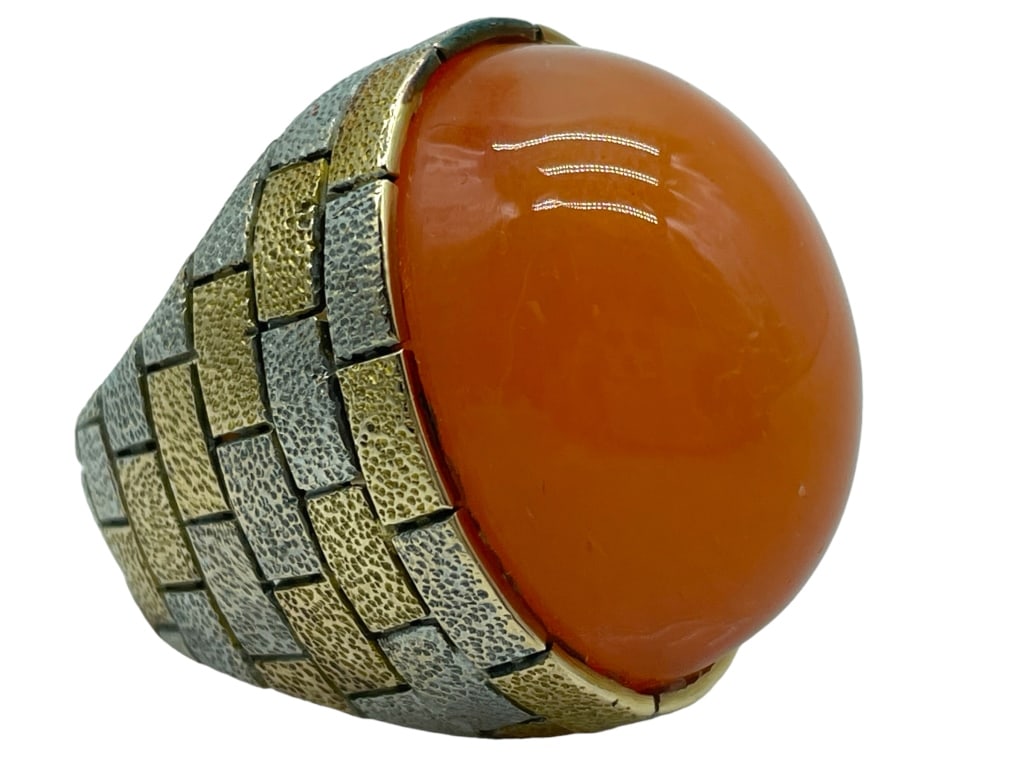 14KT GOLD & JADE COCKTAIL RING SZ 7.5 / 20.6G (1 of 5)