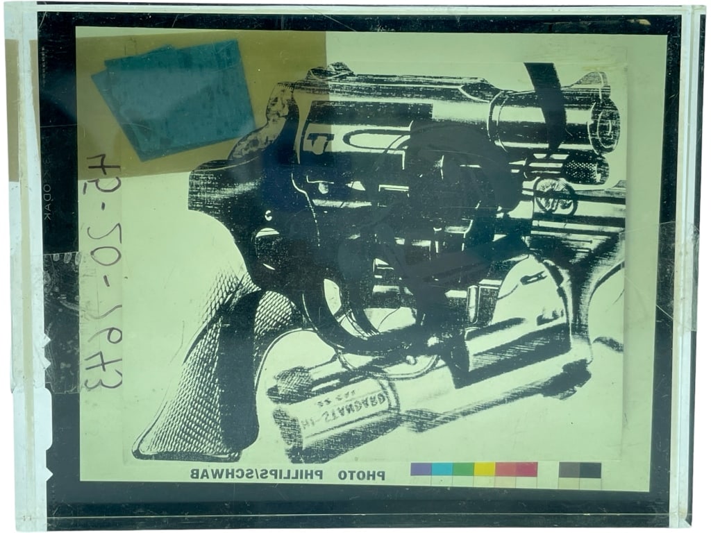 ANDY WARHOL "GUNS" ACRYLIC ART BLOCK 1981 5" (1 of 4)
