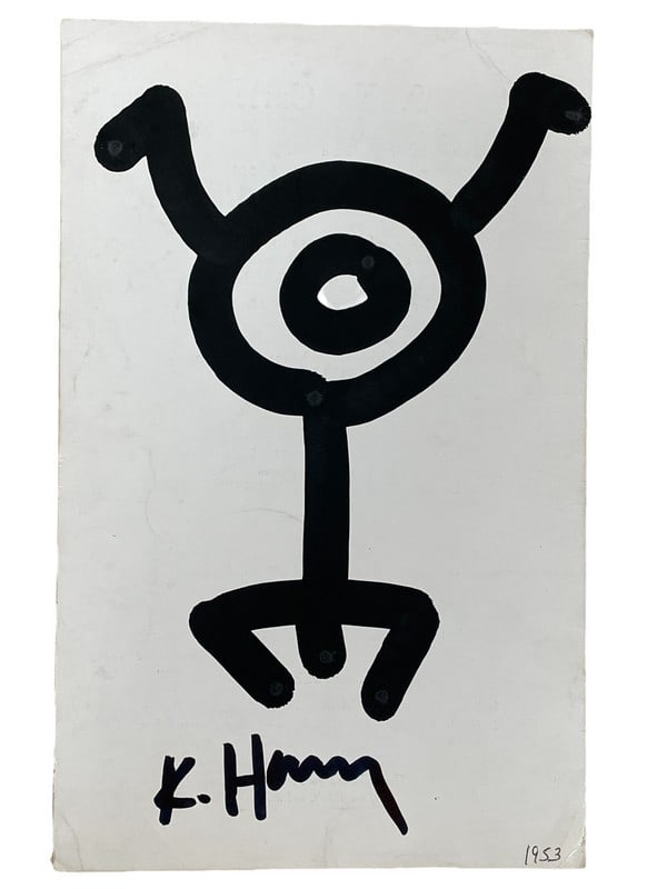KEITH HARING INK DRAWING ON BAR MENU 11" (1 of 5)