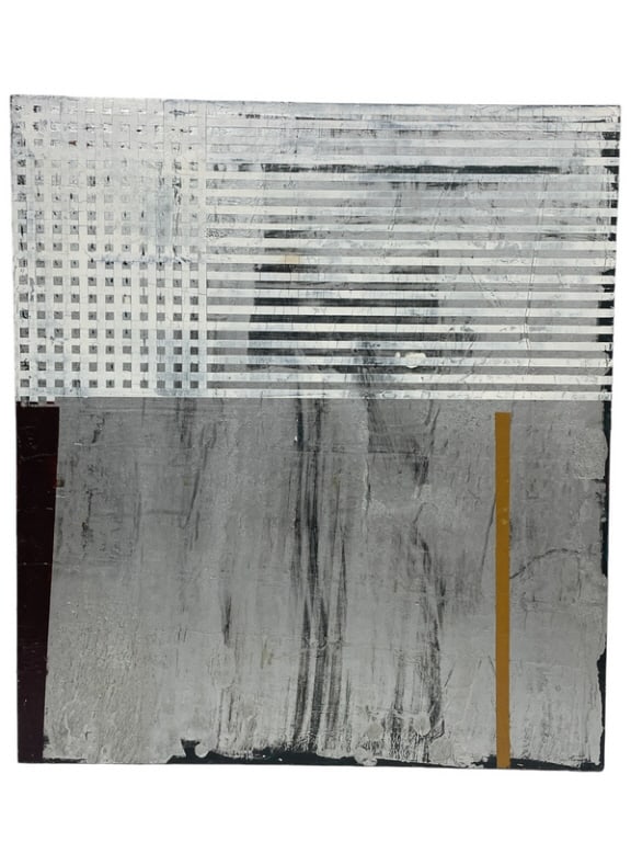 OYSTEIN AASAN OIL PAINTING ON VENEER 31": OYSTEIN AASAN OIL PAINTING ON VENEER ART TRAJECTORY 2 2014-28" X31" -FROM NYC GALLERY ORIG $4600-SIGNED ON BACK-VERY GOOD CONDITION, READY TO HANG-DP8723 Bidders may pick up their items from the aucti