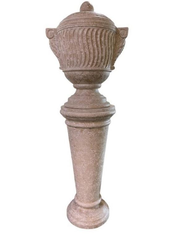 TALL FAUX STONE COLUMN STYLE PLANT STAND & URN 87" (1 of 10)