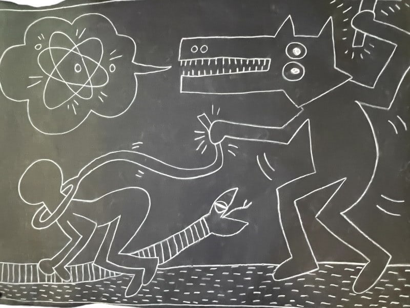 ATTR. TO KEITH HARING LARGE CHALK DRAWING 78" (1 of 7)