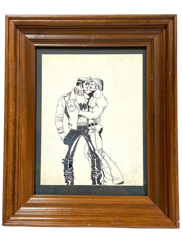 TOM OF FINLAND INK DRAWING ON PAPER 16.5": TOM OF FINLAND INK DRAWING ON PAPER-16.5" X 13.5" APPROX TO FRAME-VERY GOOD PRE OWNED CONDITION-DP11924 Bidders may pick up their items from the auction-house or have their items shipped. Appointments