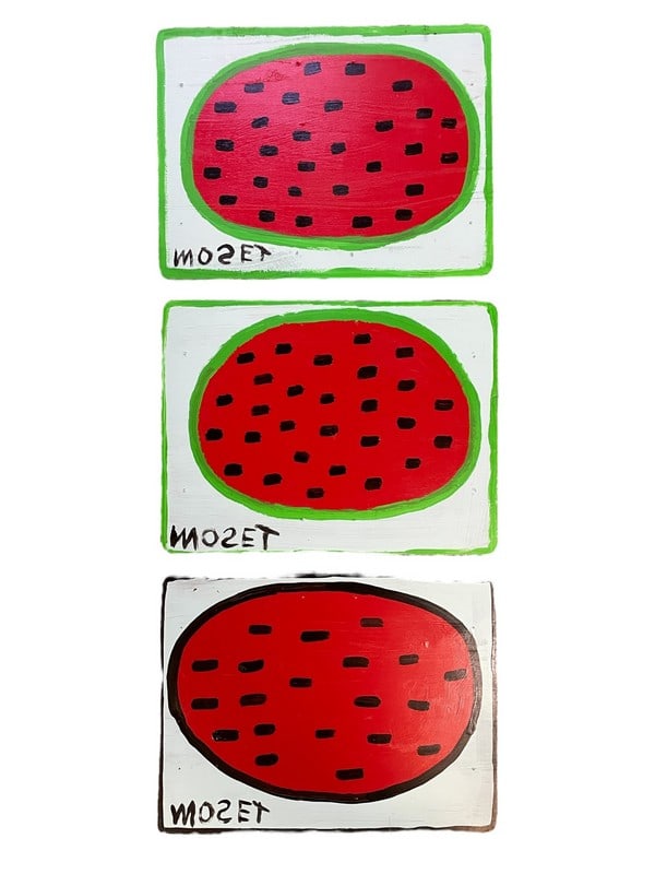 LOT OF 3  MOSE TOLLIVER  WATERMELON PAINTINGS 19" (1 of 6)