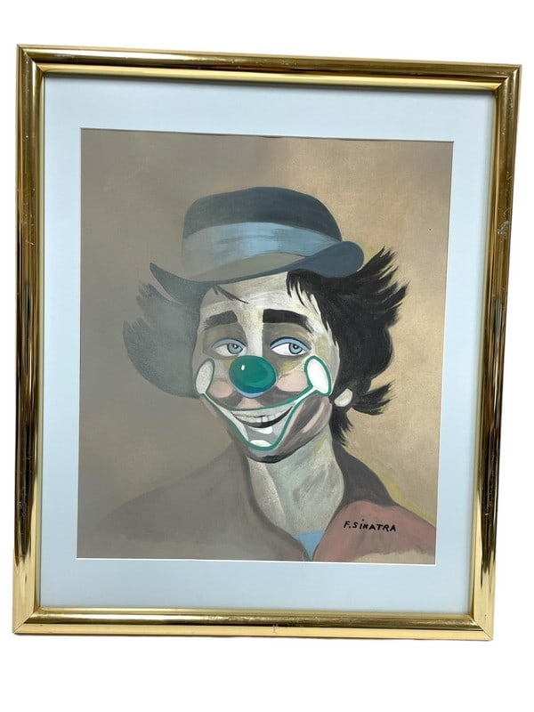 FRANK SINATRA SIGNED CLOWN PORTRAIT PAINTING 28" (1 of 4)