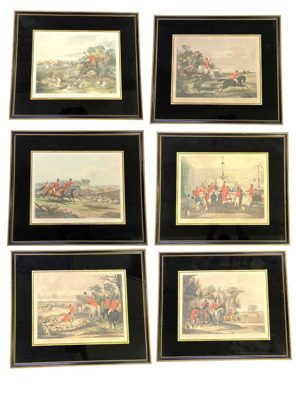 SET OF 6 BACHELORS HALL FOX HUNTING PRINTS (1 of 8)