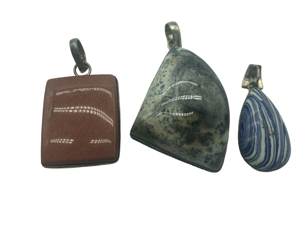 3 STERLING SILVER GEMSTONE PENDANTS (1 of 2)