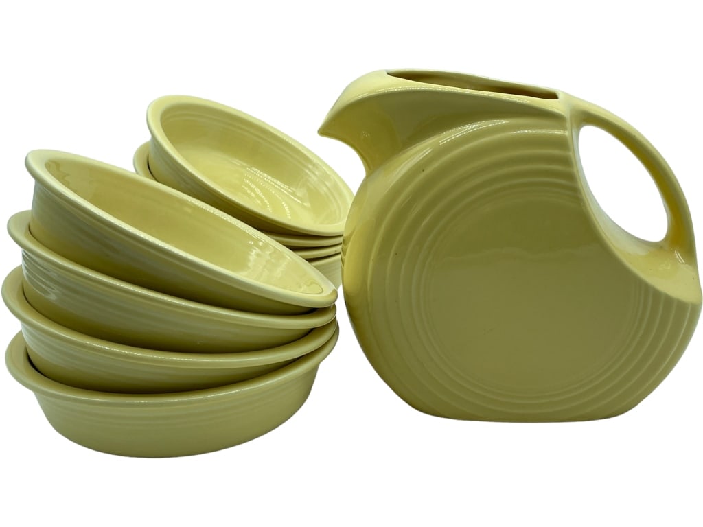 FIESTAWARE DISK PITCHER & BOWLS (9) (1 of 5)