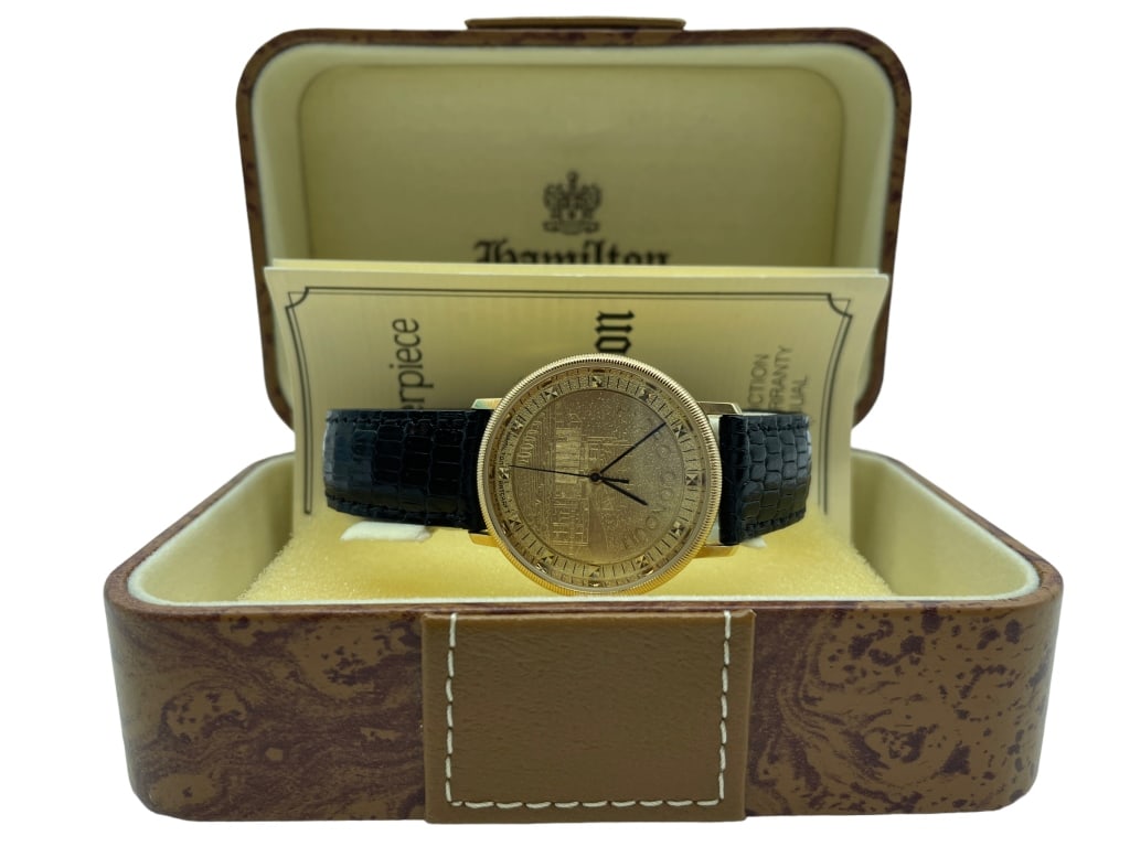 NEW HAMILTON 14K/STAINLESS STEEL WATCH LEATHERBAND (1 of 6)