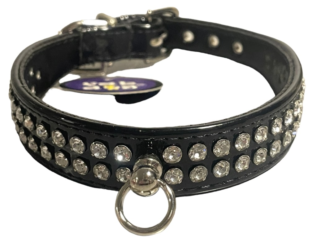 FAB DOG RHINESTONE BLACK DOG COLLAR NWT $52 (1 of 2)