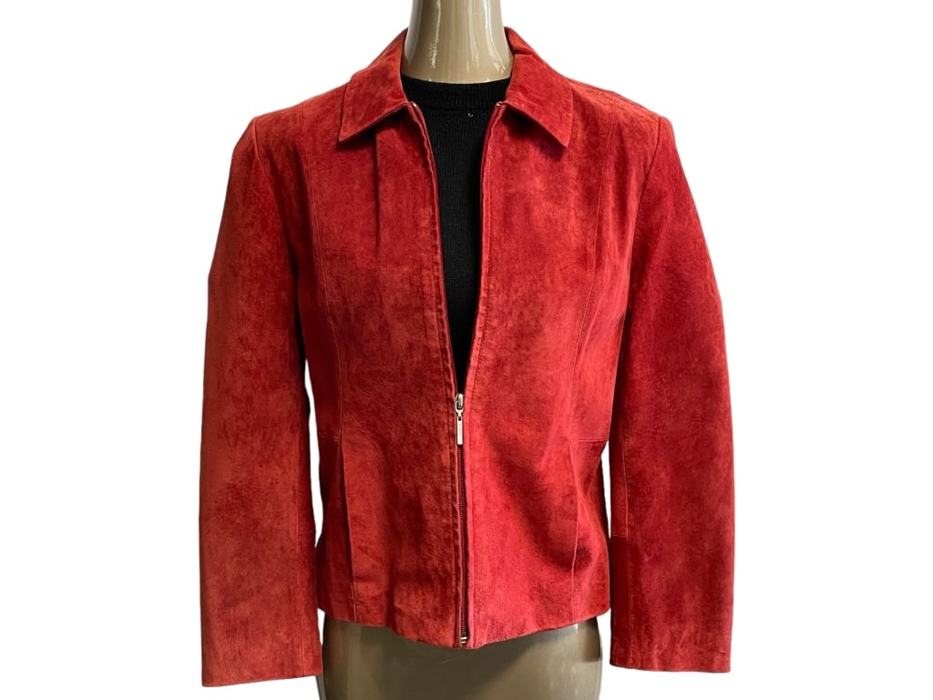 CO & EDDY RED SUEDE LEATHER JACKET SZ 12 (1 of 3)