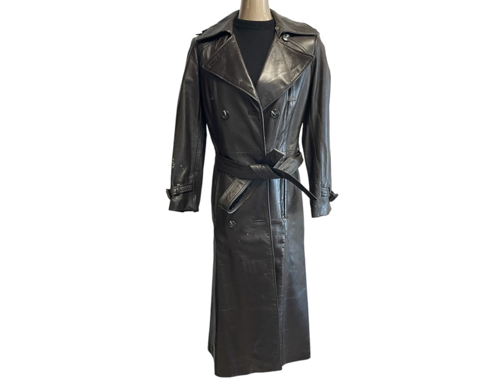 NORDSTOM BROWN LEATHER TRENCH COAT (1 of 3)