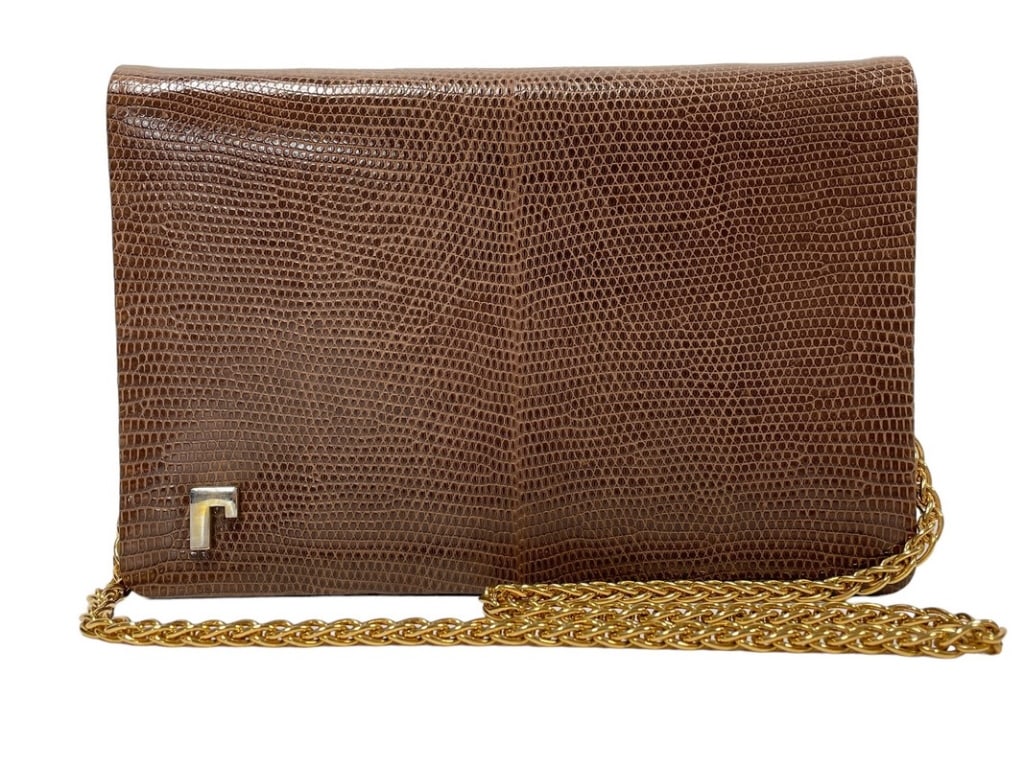 VINTAGE SAKS FIFTH AVENUE LIZARD SKIN HANDBAG 8" (1 of 7)