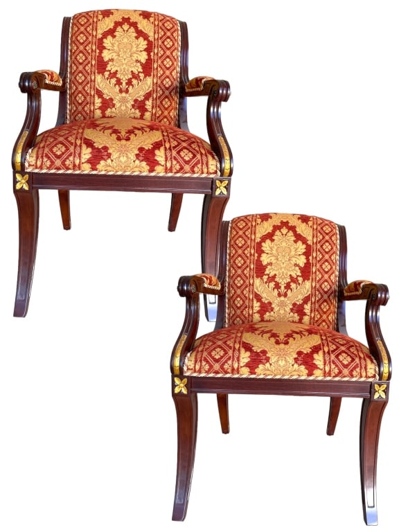 PAIR OF FRENCH EMPIRE STYLE MAHOGANY ARMCHAIRS (1 of 7)