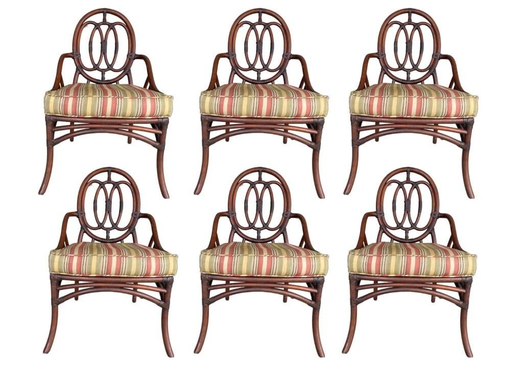 SET OF 6 FICKS REED BAMBOO RATTAN DINING CHAIRS (1 of 8)
