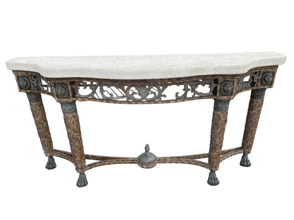MAITLAND SMITH CONSOLE TABLE W LIONS HEADS 78" (1 of 9)