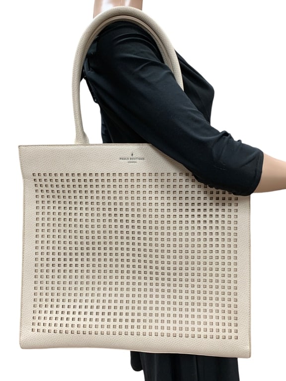 PAULS BOUTIQUE LARGE IVORY FAUX LEATHER TOTE BAG (1 of 6)