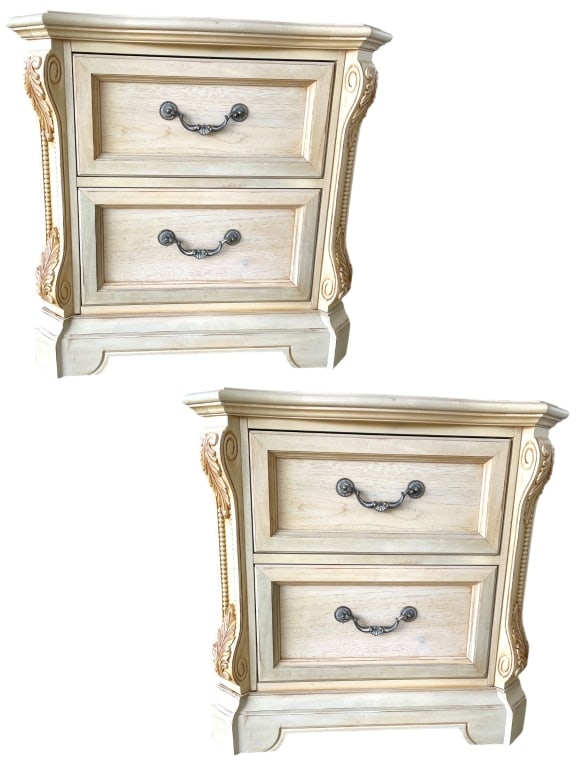 PAIR OF THOMASVILLE 2 DRAWER NIGHTSTANDS: PAIR OF TRADITIONAL THOMASVILLE 2 DRAWER NIGHTSTANDS-30" X 30" X 18" APPROX-VERY GOOD PRE OWNED CONDITION-DP22824