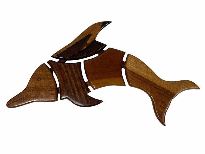 MID CENTURY TEAK FISH TRIVET 15": HAND MADE MID CENTURY TEAK FISH TRIVET-VERY GOOD PRE OWNED CONDITION-DP22924STORECAB