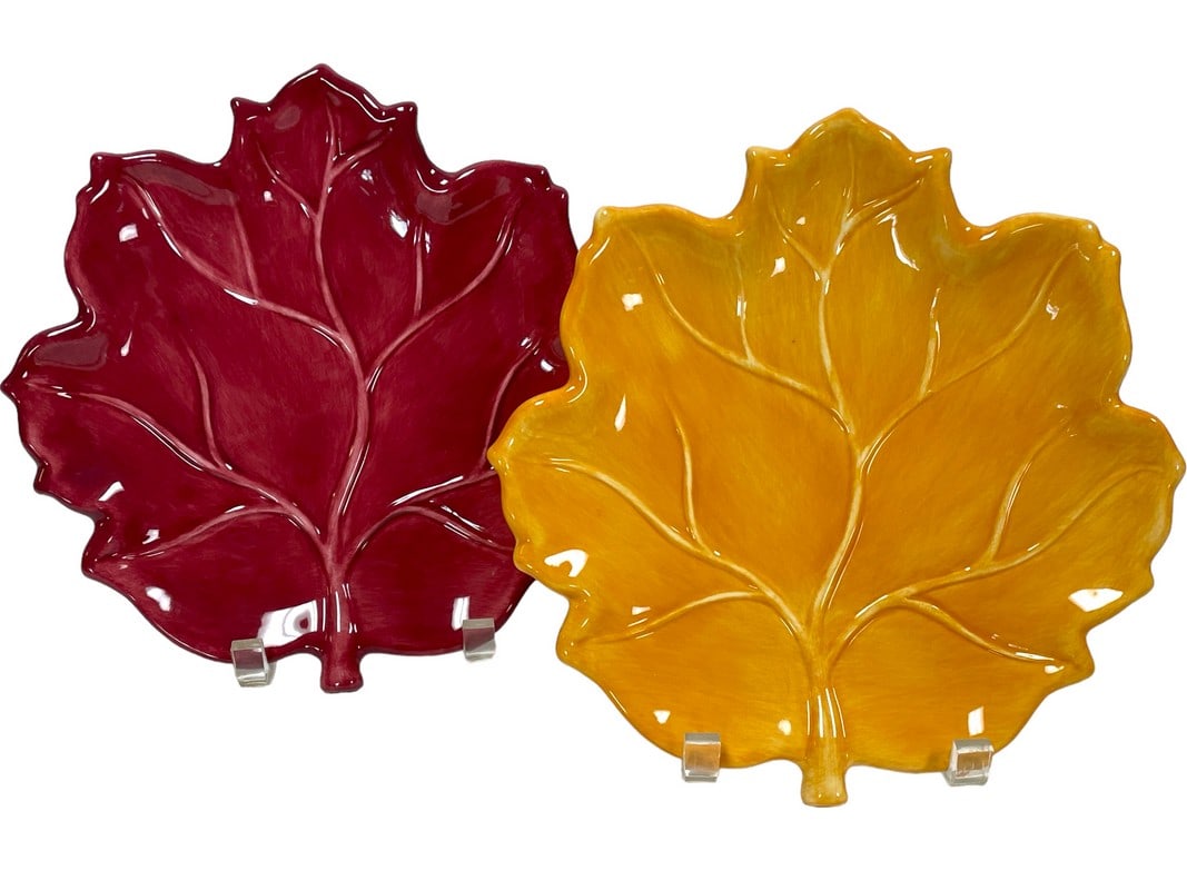 LARGE  FALL FOLIAGE AUTUMN LEAF SERVING PLATES 10" (1 of 5)