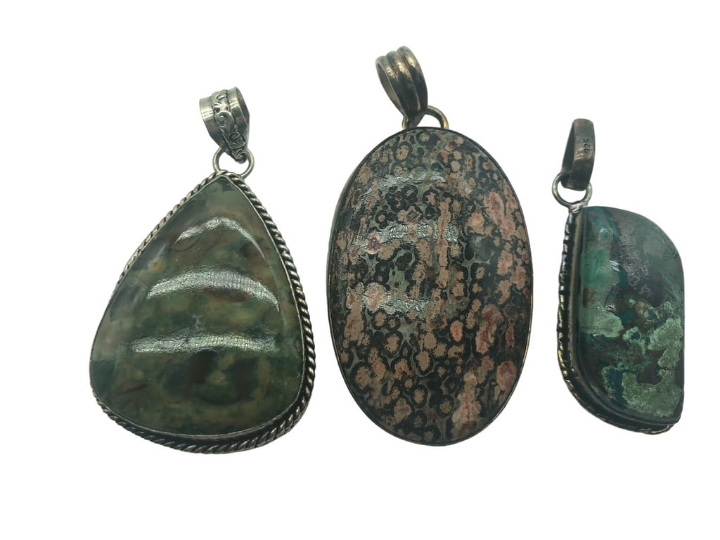 3 STERLING SILVER GEMSTONE PENDANTS (1 of 2)