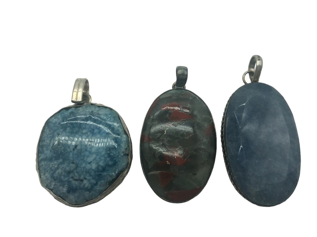 3 STERLING SILVER GEMSTONE PENDANTS (1 of 2)