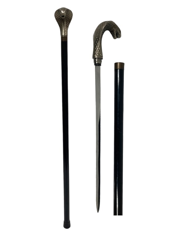 COBRA HANDLE SECRET DAGGER WALKING STICK 35" (1 of 5)