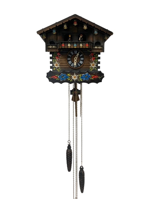 GERMAN CARVED & PAINTED MUSICAL CUCKOO CLOCK (1 of 5)