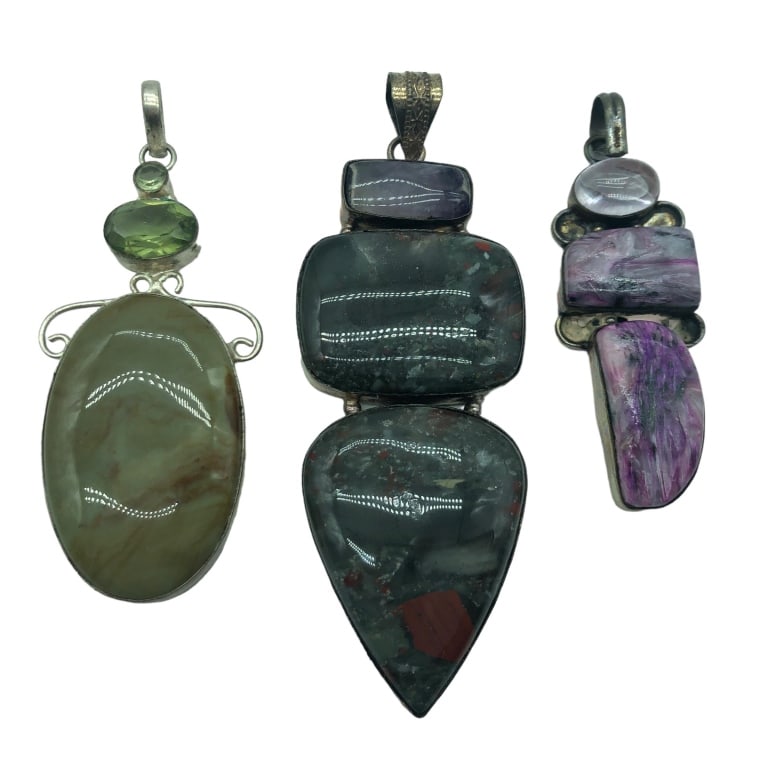 3 STERLING & GEMSTONE PENDANTS (1 of 2)
