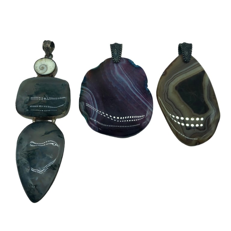 3 STERLING & GEMSTONE PENDANTS (1 of 2)