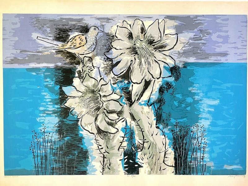 GUY MACCOY ABSTRACT BIRD FLOWER LANDSCAPE LITHO 3" (1 of 5)