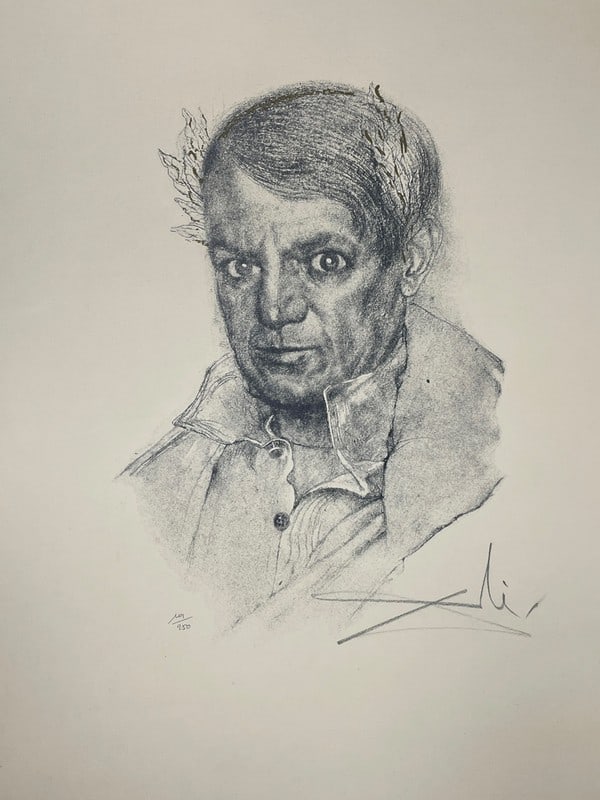 SALVADOR DALI PENCIL SIGNED WOODCUT PRINT 25" (1 of 4)