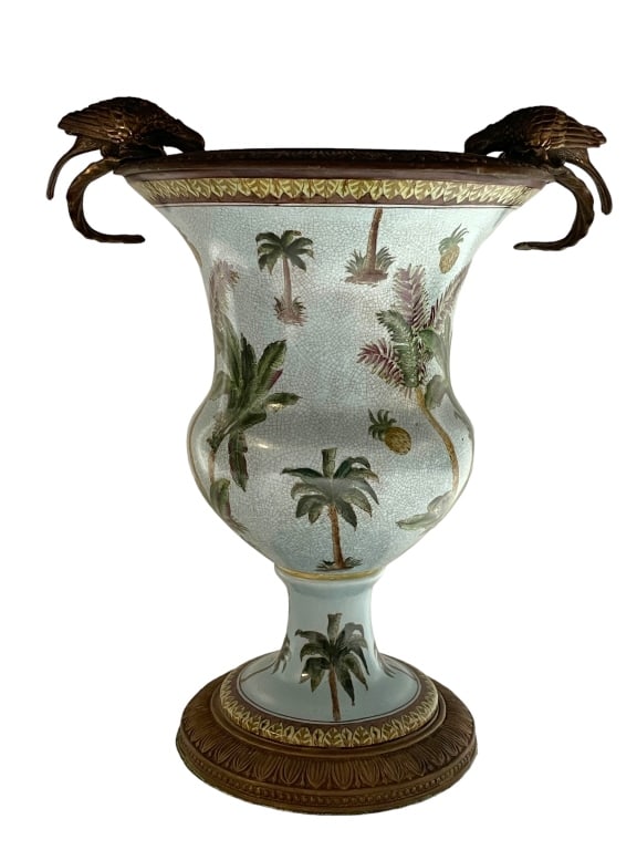 WILLIAM LOWE STYLE PORCELAIN BRONZE URN VASE 14" (1 of 7)