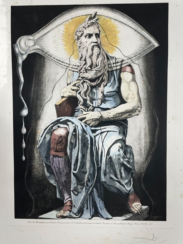 SALVADOR DALI PENCIL SIGNED WOODCUT PRINT 30" (1 of 8)