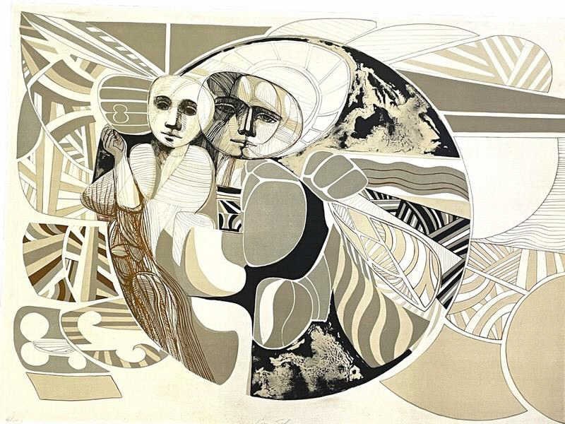 ARNOLD BELKIN  EYN SOF 1968 LITHOGRAPH PRINT 29" (1 of 5)