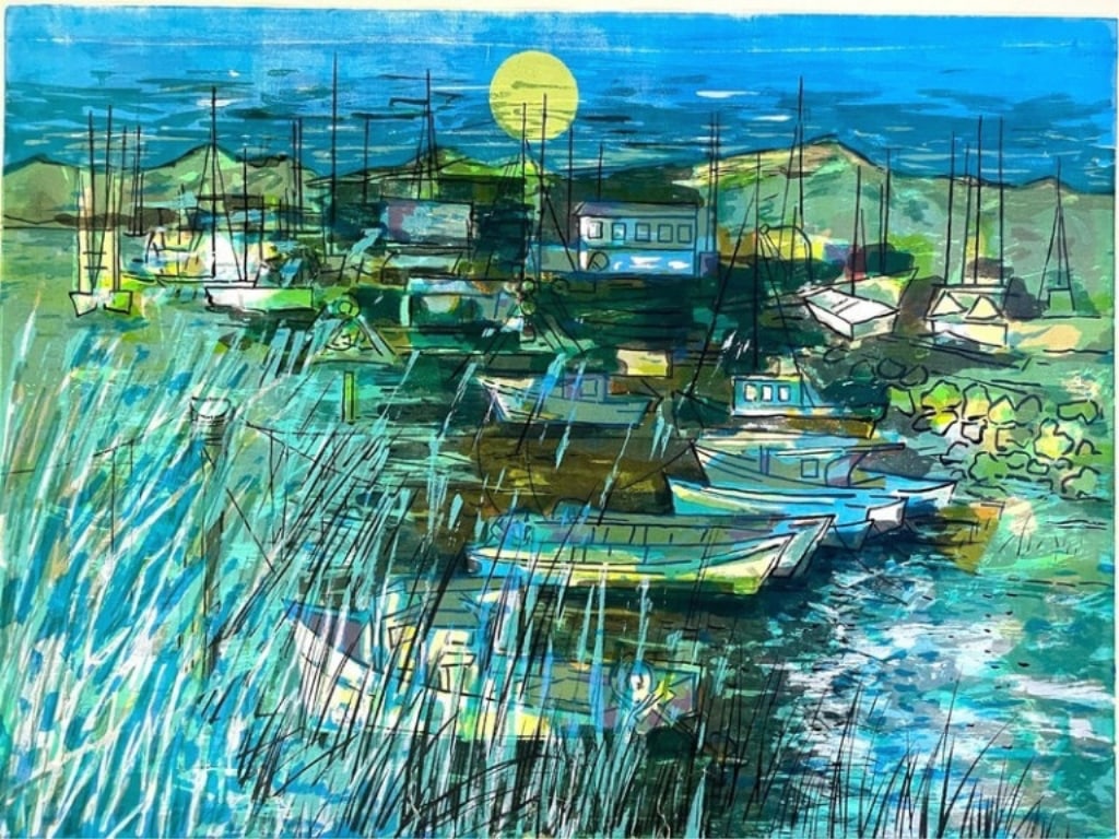 GUY MACCOY ABSTRACT SAILBOAT LITHOGRAPH PRINT 36" (1 of 6)