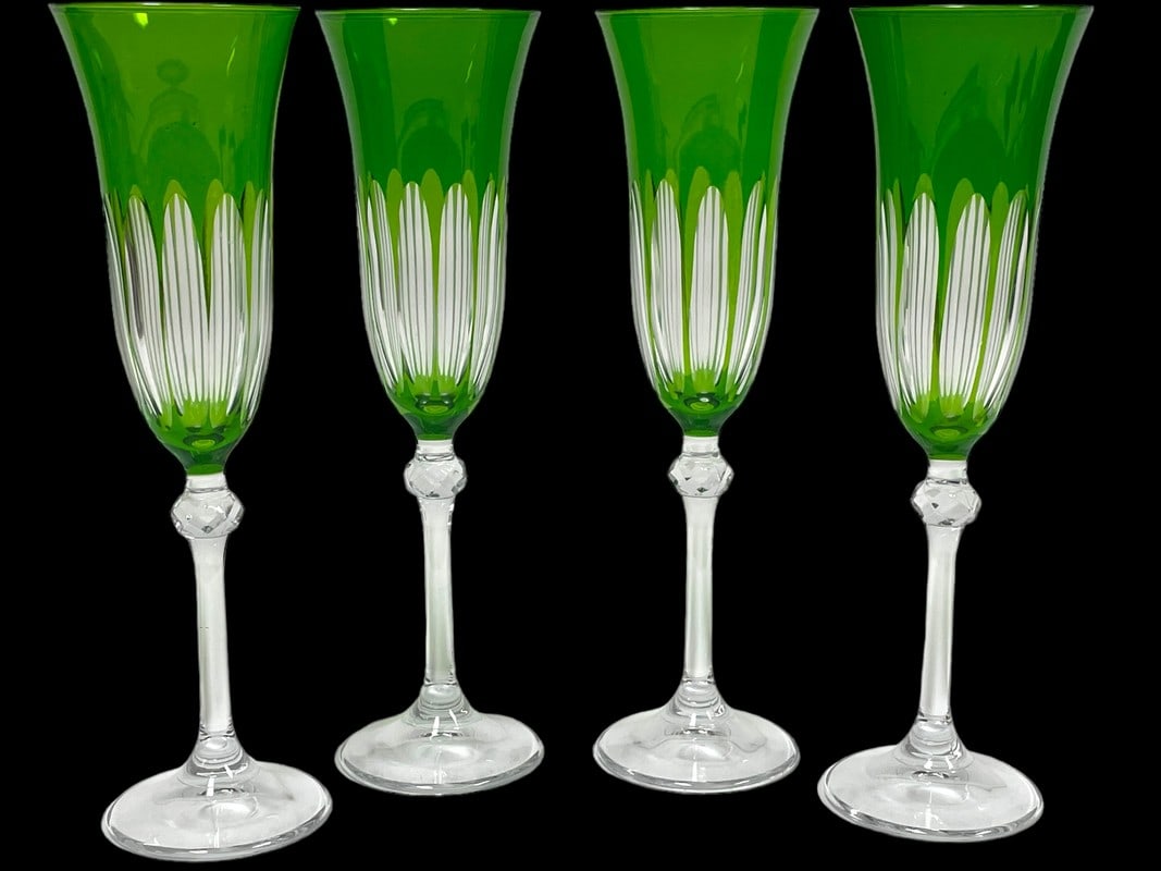 4 WATERFORD STYLE BOHEMIAN CRYSTAL GLASSSES 9" (1 of 7)
