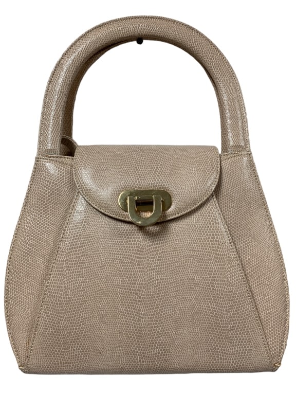 NWT LALO BEIGE LIZARD SKIN PRINT LEATHER HAND BAG (1 of 8)