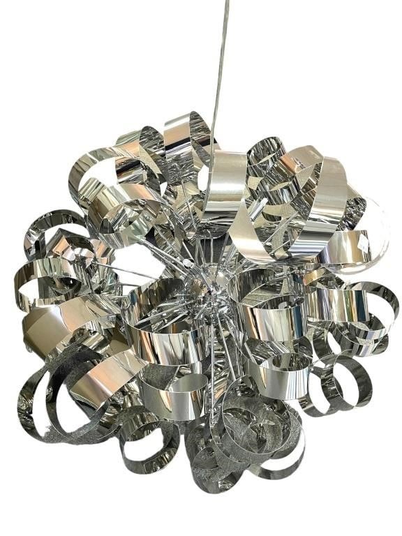 LARGE MODERN CHROME CHANDELIER 32" (1 of 5)