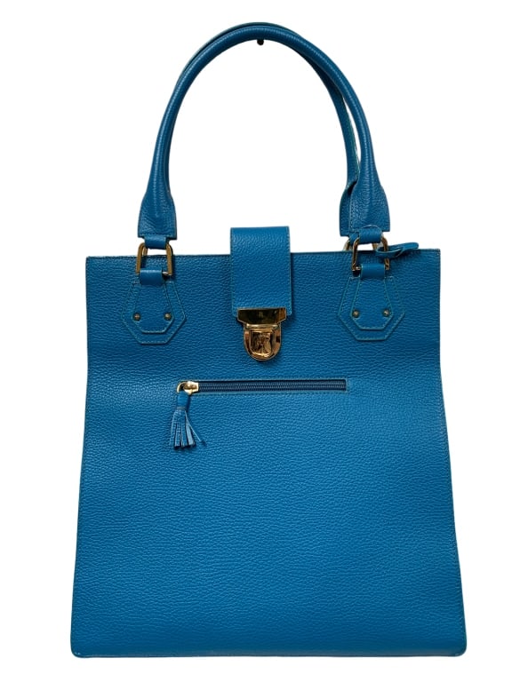 NEW WITH TAGS LALO BLUE LEATHER HANDBAG (1 of 8)