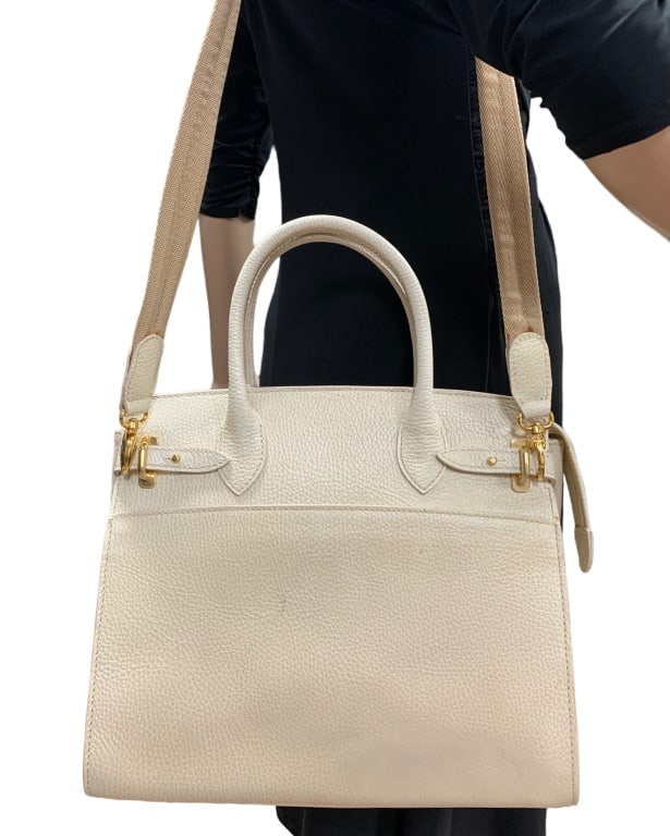 NWT LALO WHITE LEATHER HANDBAG W/ SHOULDER STRAP (1 of 6)
