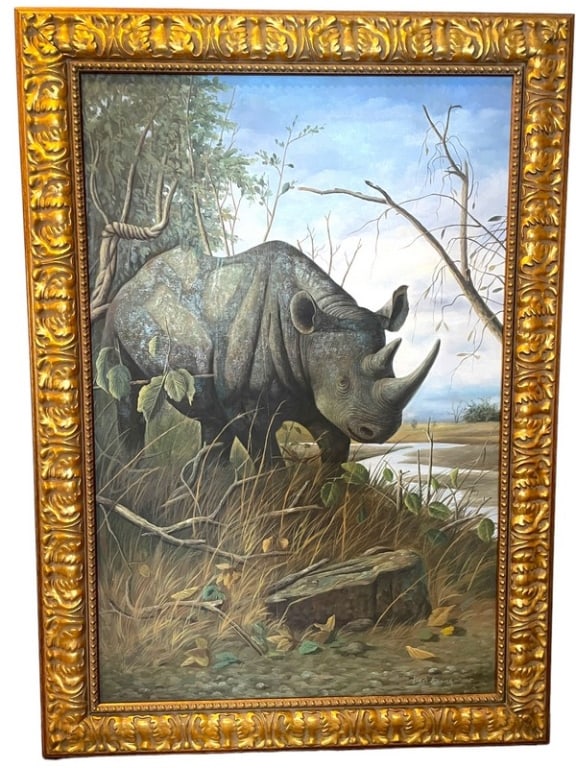 RHINOCEROS RHINO PAINTING SIGNED BEN KEINH (1 of 5)