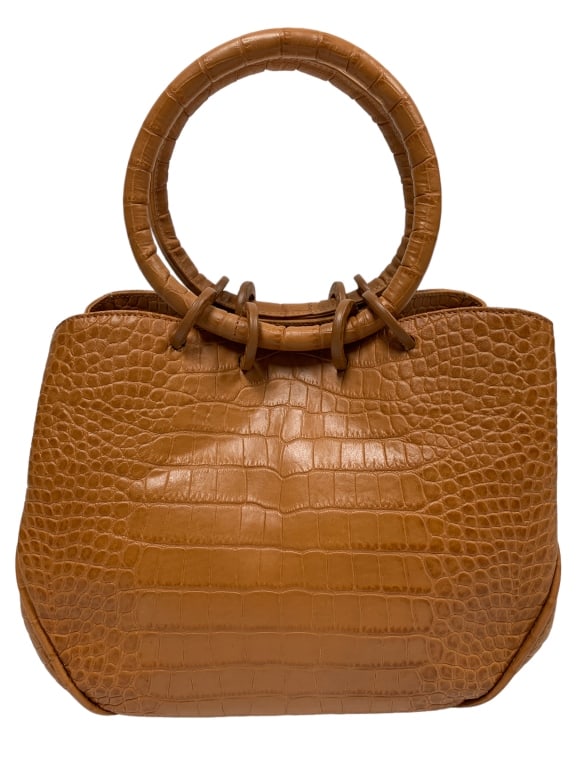 -LALO BROWN GATOR SKIN EMBOSSED LEATHER HANDBAG (1 of 7)