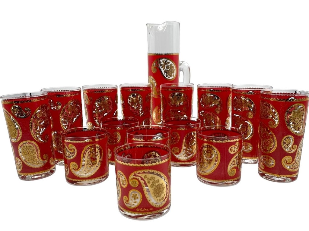 15 PC CULVER RED & GOLD GLASSES / PITCHER SET (1 of 7)