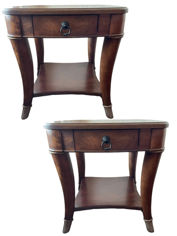 PAIR OF DECO STYLE MAHOGANY END TABLES 24" (1 of 8)