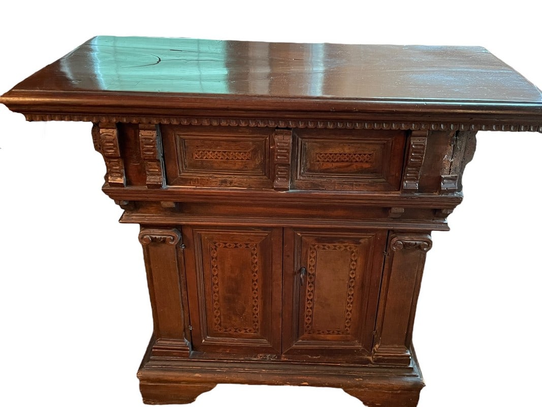 ANTIQUE TUSCAN STYLE WALNUT SIDE CABINET 37" (1 of 6)