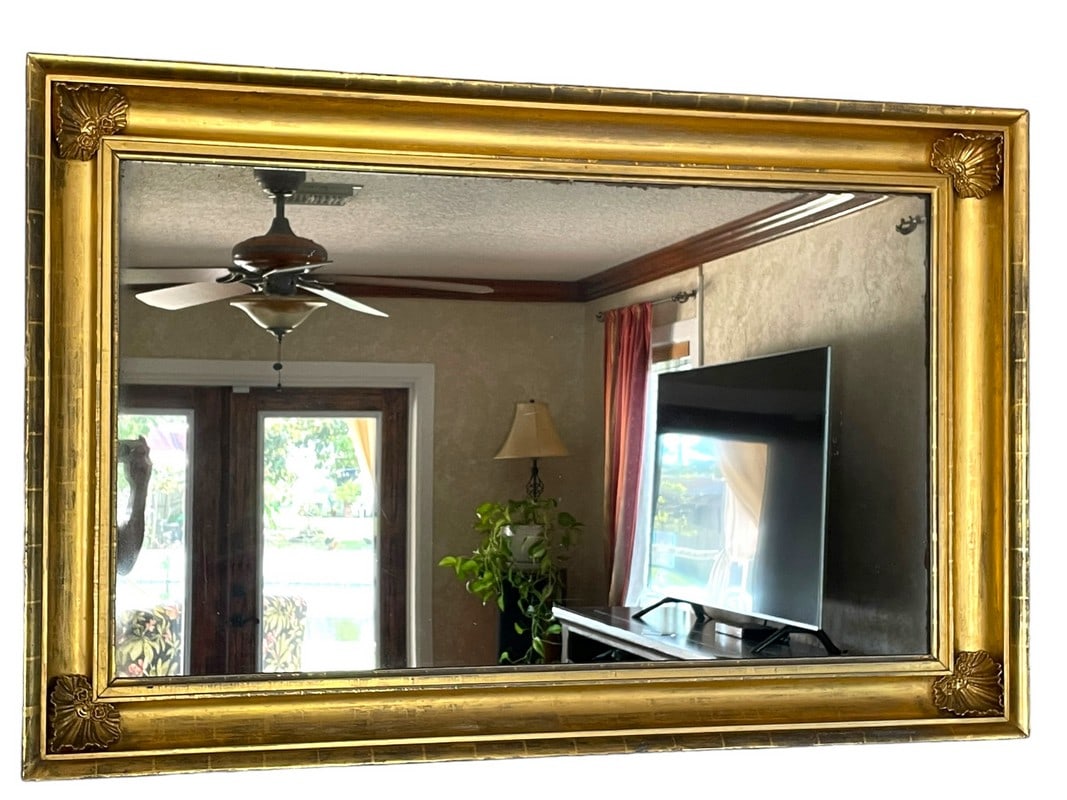 LARGE HOLLYWOOD REGENCY STYLE GOLD GILT MIRROR 64" (1 of 7)