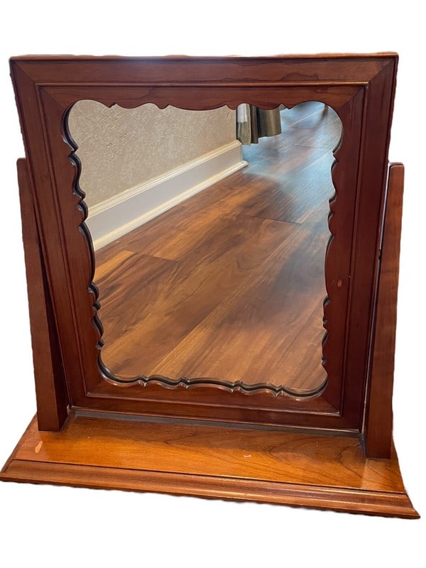 VINTAGE ARTICULATE WOOD DRESSING TABLE MIRROR (1 of 4)
