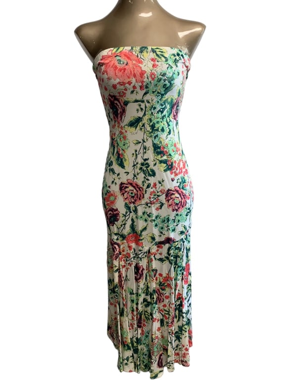 YIGAL AZROUEL FLORAL STRAPLESS MAXI DRESS: -YIGAL AZROUEL FLORAL STRAPLESS MAXI DRESS SZ 1 -GOOD PREOWNED CONDITION-BT TT 3/12/24 This item can qualify for in-house shipping. Please contact us if you would like to use this service after w
